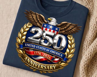 EE. UU. 250.º aniversario PNG 1776-2026 / Emblema patriótico del águila 3D / Semiquincentenario de Estados Unidos 250 / Sublimación del 4 de julio