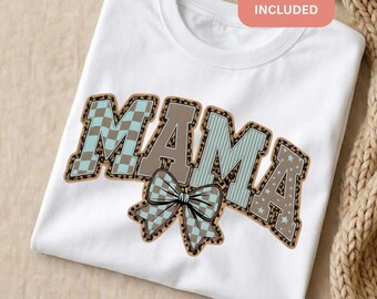 Trendy MAMA PNG Bundle | Retro Leopard + Checkered Mama Design | Sublimation Mom Shirt Graphic | 1 PNG + 1 PDFs | PnG Bonus