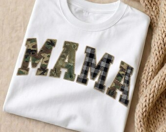 Camuflaje de mamá cazadora PNG / Diseño de sublimación de mamá desgastada vintage occidental / Gráfico de camiseta retro de esposa cazadora / Descarga instantánea