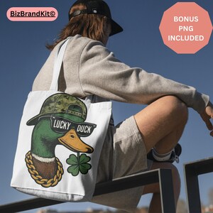 Lucky Duck PNG | St Patrick Duck Hunting Design | Boys Shamrock Clover Sublimation | Cricut Silhouette | Bonus PNG Included