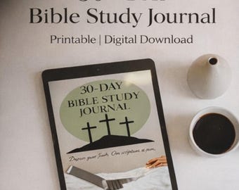 30 Day Bible Study Journal Printable | Christian Devotional Using SOAP Method | Digital Faith Journal PDF