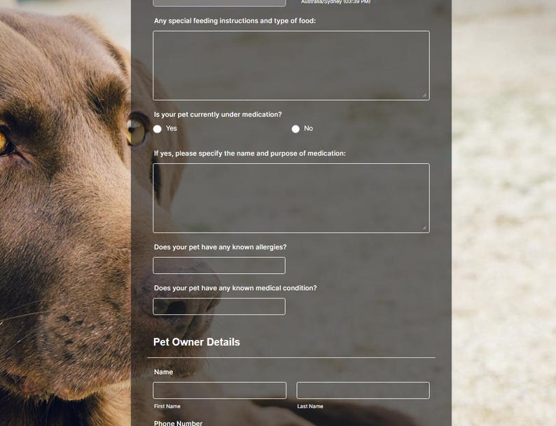 Dog Boarding Intake Form Template, Pet Sitting Intake Form, Client ...