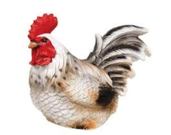 White Resin Rooster Figurine, 3"