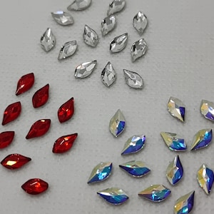 Swarovski Crystal 2205 7.5mm and 10mm Flame Rhinestone Flatback NO HOTFIX - Light Siam, Clear and Clear AB ( Select Sizes , Colours, Qty )