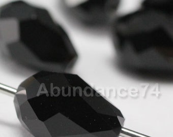6 pcs 5500 Swarovski Crystal Teardrop Crystal 9mm Faceted Loose Beads - Jet Black