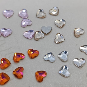 Swarovski Kristall 2808 6 mm, 10 mm und 14 mm Herz Cabochons, Nicht Hotfix Farbe und Größen auswählen Clear Foiled, Light Silk, Astral Pink, Rosaline