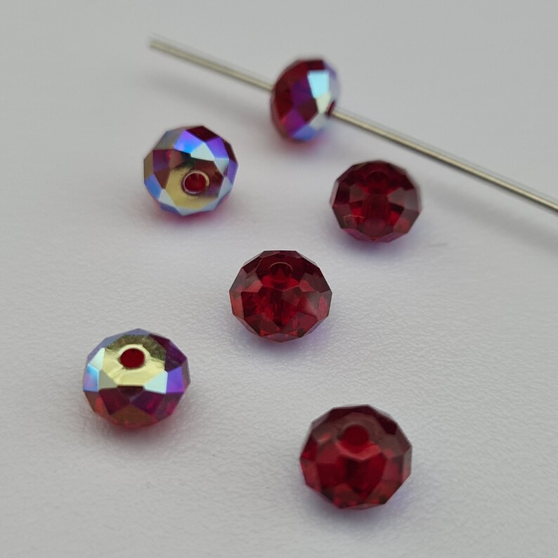 Swarovski Elements 5040 RONDELLE Spacer Beads Siam AB Available in 6mm and 8mm Choose Sizes image 5