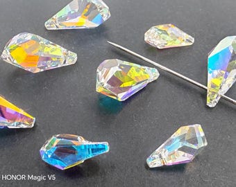 Swarovski 6015 Polygon Teardrop Anhänger: Clear AB Crystal (13 mm, 17 mm, 21 mm)