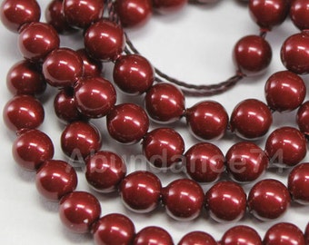 Swarovski Crystal Pearl 5810 Round Ball Pearl Beads ,Center drilled Hole Bordeaux - Available size 3mm, 4mm, 5mm, 6mm, 8mm, 10mm and 12mm