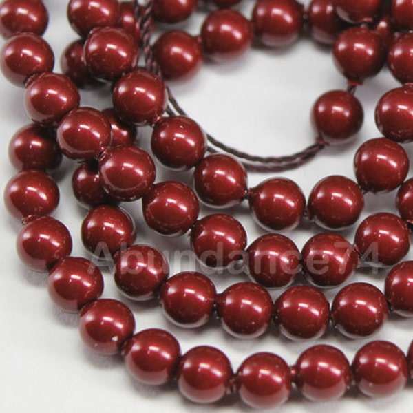 Swarovski Crystal Pearl 5810 Round Ball Pearl Beads ,Center drilled Hole Bordeaux - Available size 3mm, 4mm, 5mm, 6mm, 8mm, 10mm and 12mm