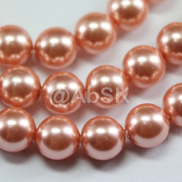 Swarovski Crystal Pearl 5810 Round Ball Rose Peach color Pearl Center drilled Hole - Available 3mm, 4mm, 5mm, 6mm, 8mm and 10mm