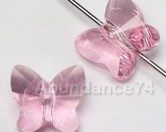 12 pieces  5754 Swarovski Crystal Butterfly Beads LIGHT ROSE - 6mm