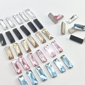 Swarovski Crystal 2555 8mm, 12mm Baguette Rhinestone Foiled Flatbacks, Non Hotfix Clear, Light Rose, Golden Shadow, Jet and Aquamarine