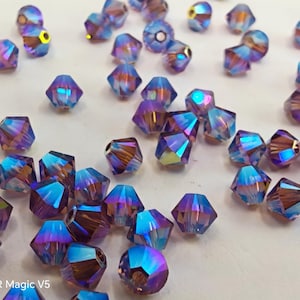 Cuentas bicono de cristal Swarovski 5328 5301 Xillion Color: IRIS AB2X, seleccione cantidad - Disponible en 3 mm, 4 mm, 5 mm y 6 mm