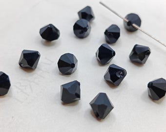 12 pieces Swarovski Crystal 6301 Top Drilled Bicone Pendant JET - Available in 6mm and 8mm