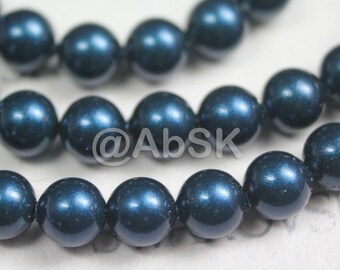 Swarovski Crystal Pearl 5810 Round Ball Pearl Center drilled Hole - Petrol color Available 6mm and 8mm