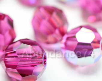 Perles boules rondes en cristal de Swarovski 5000 FUCHSIA AB sélectionnez la quantité - Disponible en 6 mm et 8 mm