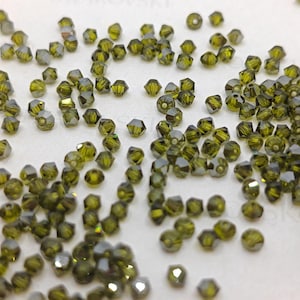 Swarovski Elements Crystal 5328 5301 3mm Xillion Bicone Beads Olivine Satin (Select Quantity) Clearance stock