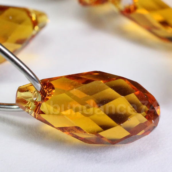 Swarovski Crystal Pendants Briolette Pendant Teardrop 6010 TOPAZ - Available in 11mm and 13mm ( Chose Quantity)