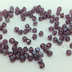 Swarovski Elements Crystal 5328 5301 3mm and 4mm Xillion Bicone Beads Amethyst Satin (Select Sizes and Quantity) Clearance stock