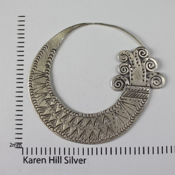 Thai KAREN HILL Tribe 98% SILVER Handmade 58mm Spiral wave Dangle Earrings  KE8