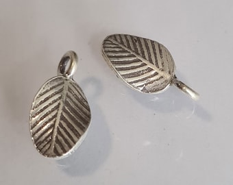 2pcs KAREN HILL Tribe 98% Fait à la main SILVER Pendentif à feuille ronde - Fabrication de bijoux et de boucles d’oreilles, Fournitures d’artisanat - 8mm x 17mm - KB19