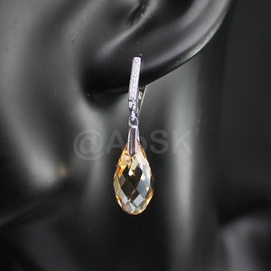 Sterling Silber Premium Kristall Tropfen Briolette Ohrringe Briolette Briolette Briolette Ohrringe Bri