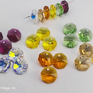 3 Stück Swarovski Kristall 6401 14 mm Achteck Anhänger Golden Shadow, Silver Shade, Klar AB, Topaz, Peridot, Ruby, Lt Topaz, Klar (Farbe auswählen)