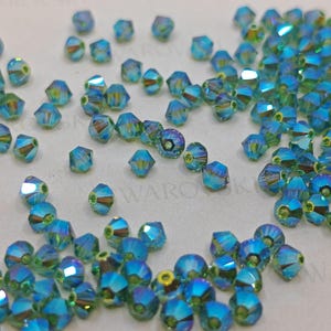 Swarovski Elements 5301 5328 Crystal Bicone Xillion Beads - ERINITE AB2X 3mm, 4mm, 5mm and 6mm ( Select Sizes and Quantity )