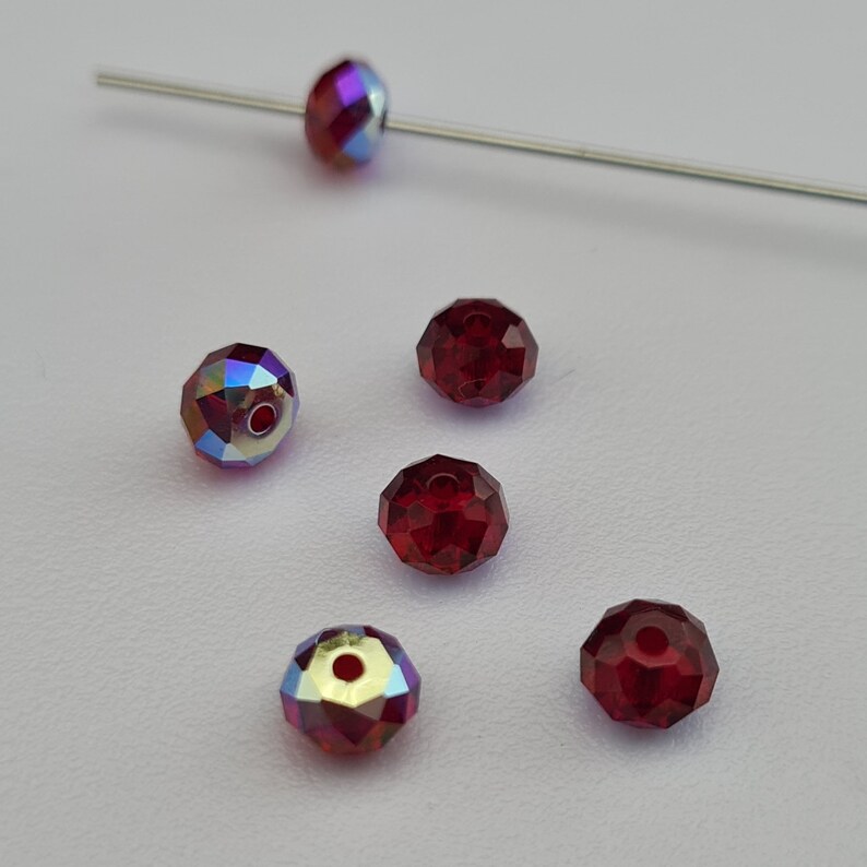 Swarovski Elements 5040 RONDELLE Spacer Beads Siam AB Available in 6mm and 8mm Choose Sizes image 2