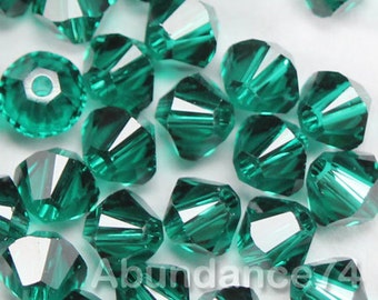 Swarovski Crystal BICONE Beads 5328 5301 EMERALD 3mm, 4mm, 5mm, and 6mm - ( choose quantity and sizes )