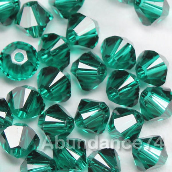 Swarovski Crystal BICONE Perlen 5328 5301 EMERALD 3mm, 4mm, 5mm und 6mm - (Menge und Größen auswählen)