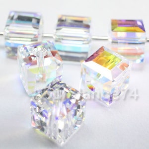 Swarovski Elements Crystal 5601 CUBE CLEAR AB Chose quantities and Sizes 4mm , 6mm and 8mm image 2