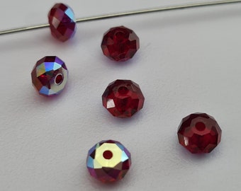 Swarovski Elements 5040 RONDELLE Spacer Beads - Siam AB Available in 6mm and 8mm ( Choose Sizes )