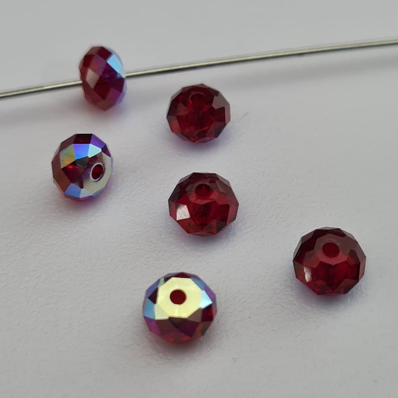 Swarovski Elements 5040 RONDELLE Spacer Beads Siam AB Available in 6mm and 8mm Choose Sizes image 1