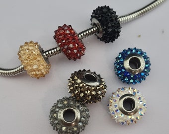 Genuine Swarovski 180401 BeCharmed Pave Spike Bead 15mm Crystal 4.5mm hole size Clear AB, Golden Shadow, Red Magma ( 7 Colors available )