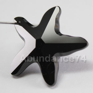 1 piece Swarovski Crystal  6721 28mm or 40mm Starfish Bead Pendant - JET ( Select Sizes )