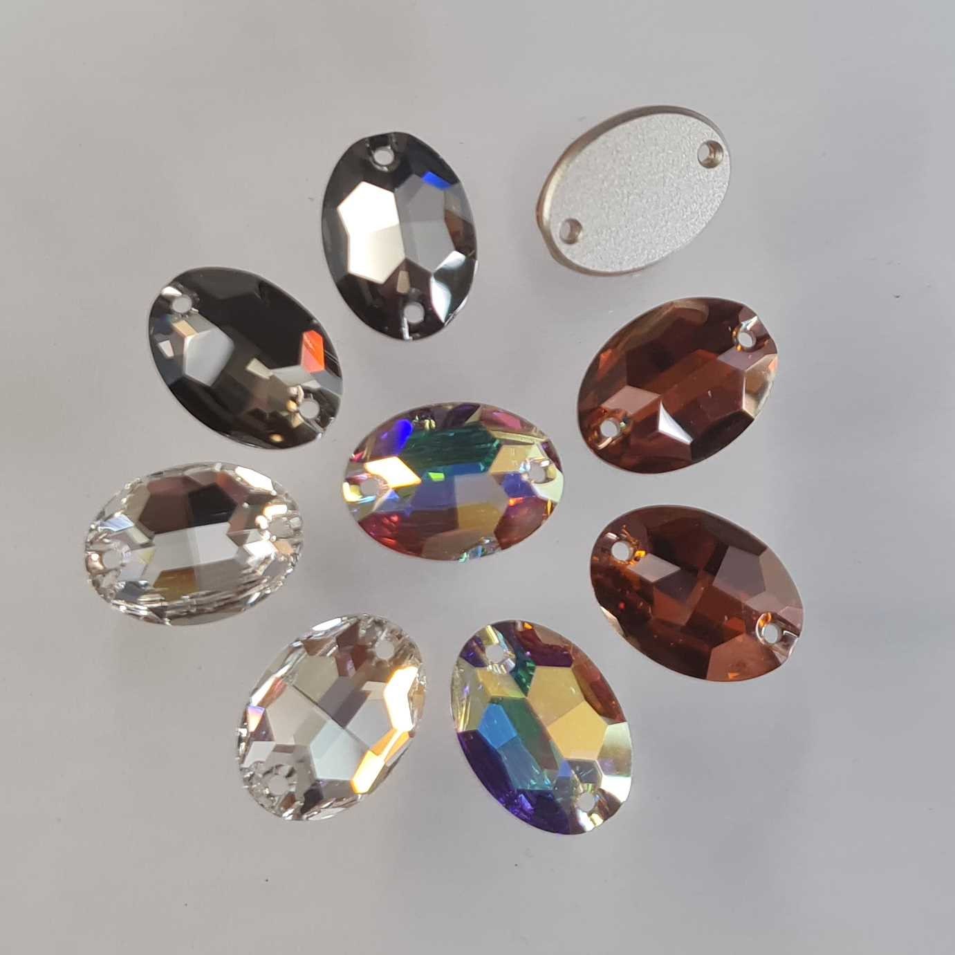 27mm Faceted Glass Crystal Rhinestone Sew-On Jewels – Round, Painted, Asian Style – 10-Piece Lot