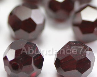 Swarovski Crystal 5000 Round Ball Beads GARNET select quantity - Available in 4mm, 5mm 6mm 8mm and 10mm