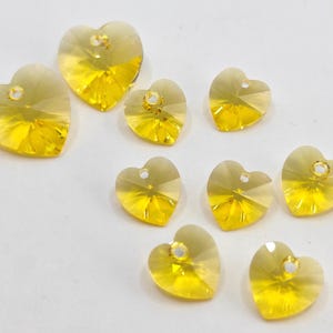 Swarovski Crystal 6228 Faceted Xilion Heart Pendant LIGHT TOPAZ - Available in 10mm, 14mm and 18mm