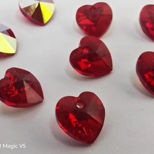 Swarovski Crystal 6228 6202 Faceted Xilion 10mm, 14mm and 18mm Heart Pendant LIGHT SIAM AB - choose Sizes and quantity
