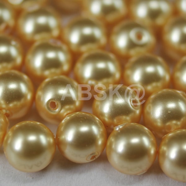 Swarovski Crystal Pearl 5810 Round Ball Pearl Center drilled Hole - Gold color Available 3mm, 4mm, 5mm, 6mm, 7mm, 8mm 10mm and 12mm