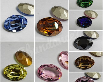 2 pieces Swarovski Crystal 4120 Faceted Over Fancy Stone - 16mm x 11mm ( Select Color ) Light Rose, Light Sapphire, Light Colorado Topaz etc