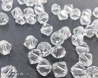 Perles BICONE en cristal Swarovski 5328 5301 CRISTAL TRANSPARENT 3 mm, 4 mm, 5 mm, 6 mm et 8 mm - (choisissez la quantité et les tailles)
