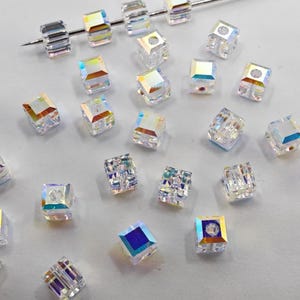 Swarovski Elements Crystal 5601 CUBE - CLEAR AB Chose quantities and Sizes 4mm, 6mm, 8mm, 10mm and 12mm