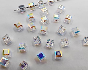 Swarovski Elements Crystal 5601 CUBE - CLEAR AB Chose quantities and Sizes 4mm, 6mm, 8mm, 10mm and 12mm