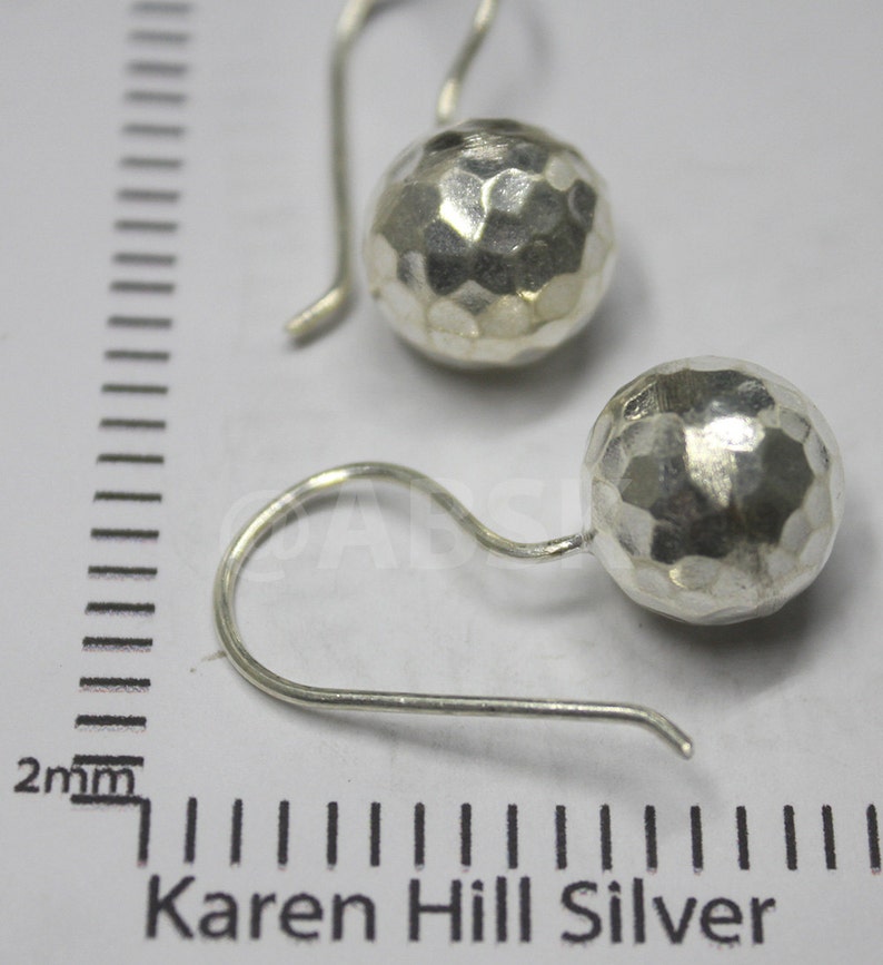 KAREN HILL Tribe 98% Handmade SILVER 28mm Hammered Round Ball Earring KN27 image 3