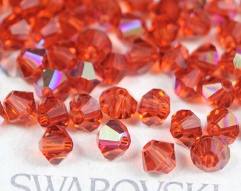 Swarovski Crystal Bicone Beads 5328 5301 INDIAN RED AB - Available in 4mm, 6mm ( select quantity and sizes )