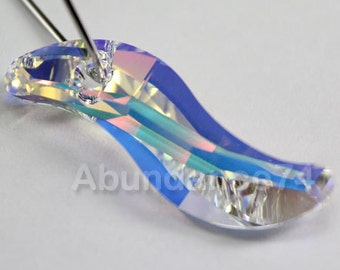 1 piece Premium Swarovski Crystal 6525 Wave Beads Pendant 28mm Crystal Clear AB - New