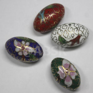 1pcs 25 mm x 15 mm Metall Vintage Cloisonne Perlen aus ovalen Form Perlen